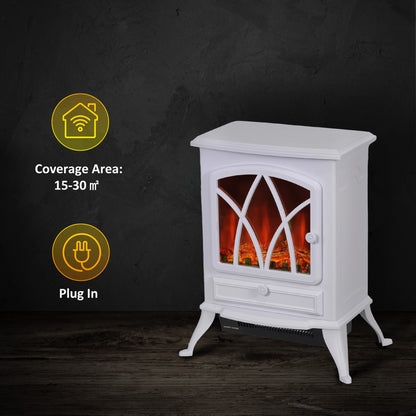 HOMCOM kW-2kW Vintage Electric Fireplace Heater - White