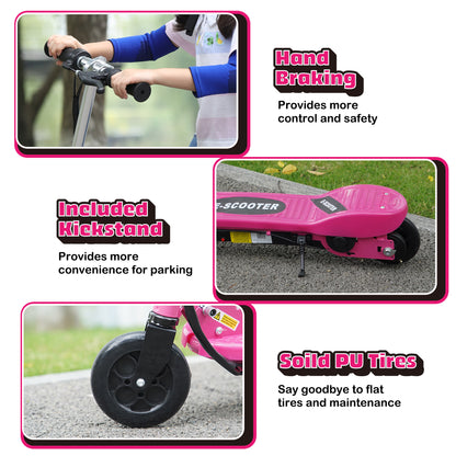 HOMCOM olding Electric Kids Scooter Ride on Age 7-14, Pink