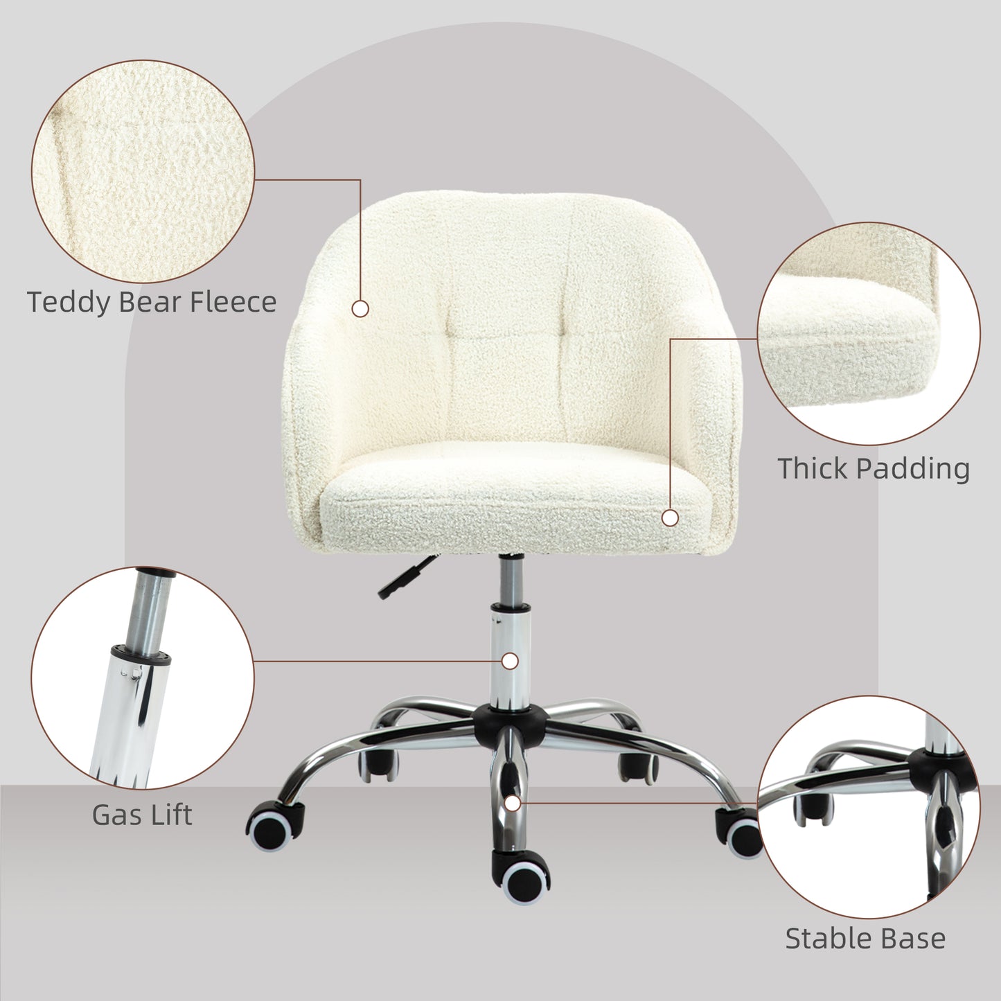 HOMCOM eddy Fleece Swivel Office Chair - Cream