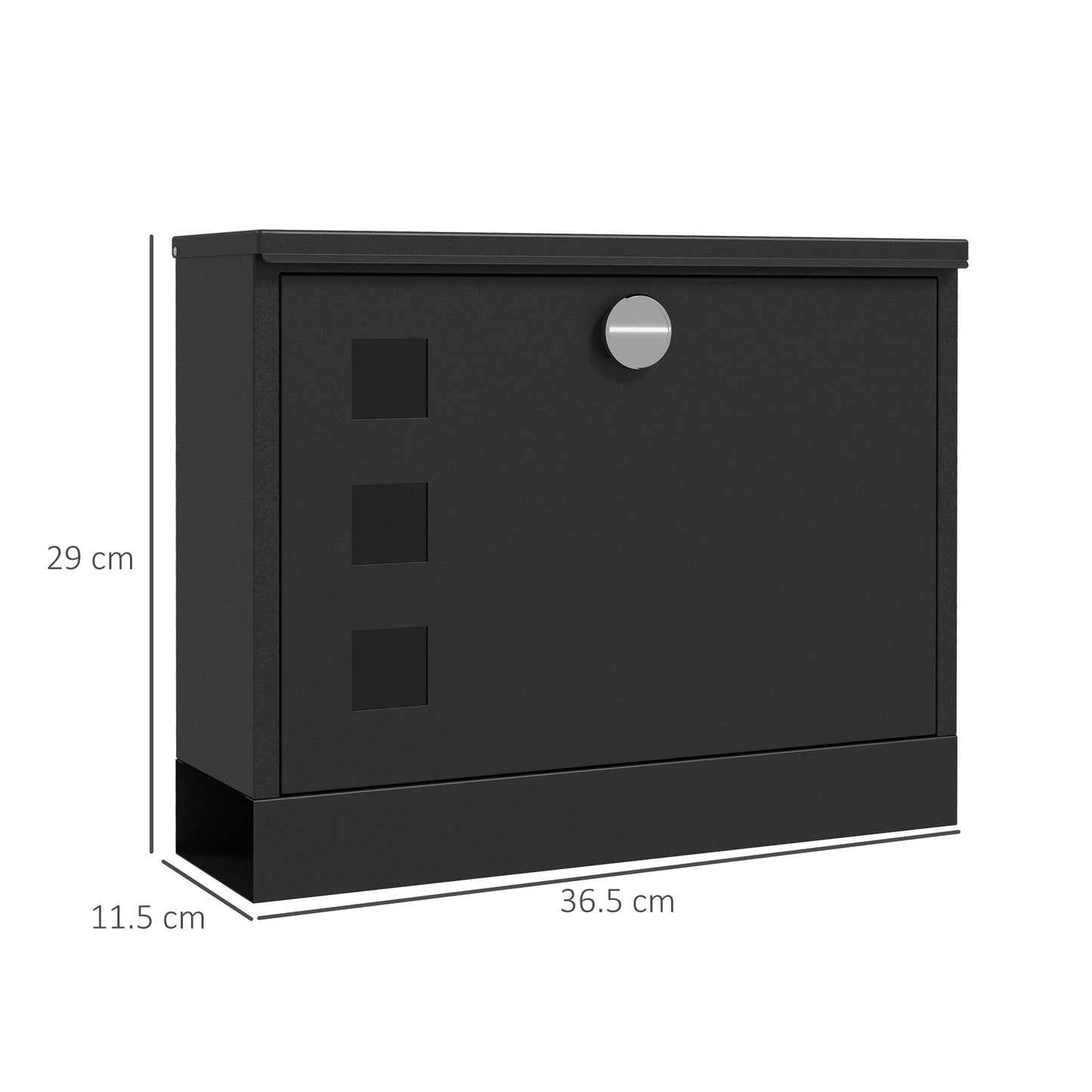 HOMCOM all Mounted Letterbox, Weatherproof Post Box, Modern Mailbox with 2 Keys and Viewing Windows, Easy to Install