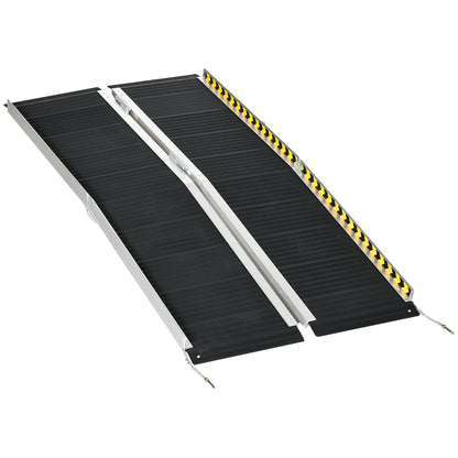 HOMCOM heelchair Ramp, 152L x 73Wcm, 272KG Capacity, Folding Aluminium Threshold Ramp with Non-Skid Surface, Transition Plates Above and Below for Home, Steps, Stairs, Curbs, Doorways