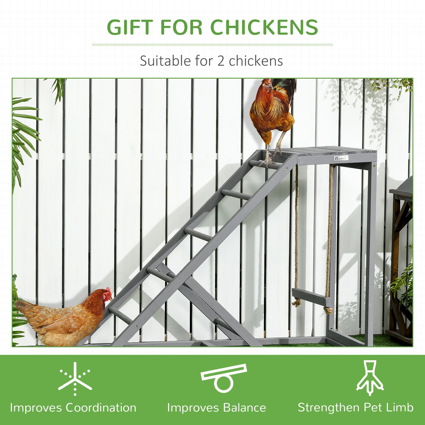 PawHut Walk-In Chicken Run, Metal Chicken Coop with Cover, Outdoor Hen Poultry House Cage with Chicken Activity Shelf, for Chickens, Rabbits, Ducks, 2.8 x 1.9 x 2m