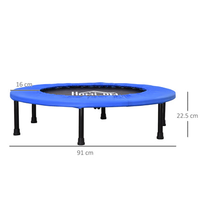 HOMCOM itness Trampoline Aerobic Rebounder for Indoor Outdoor Jumping Training Exercise, 91cm Round Jumper with Sponge Edge, Support Up to 100 KG, Blue