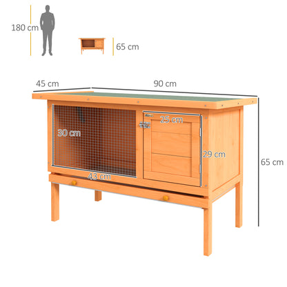 PawHut Rabbit Hutch Outdoor Guinea Pig Hutch Bunny Cage Shelter Outdoor, 90 x 45 x 65cm