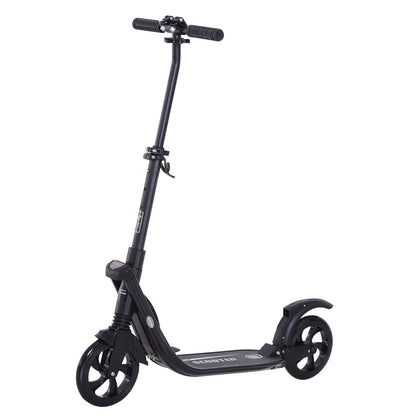 HOMCOM olding Kick Scooter Hight-Adjustable Urban Scooter w/ Rear Brake, Double Shock Absorption System & 2 Big Wheels, For 14+ Teens Adult, Black