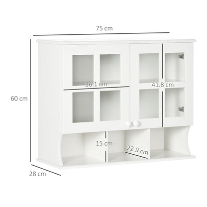 HOMCOM all-Mounted Bathroom Medicine Cabinet, Modern Bathroom Cabinet with Shelves for Living Room and Entryway, White