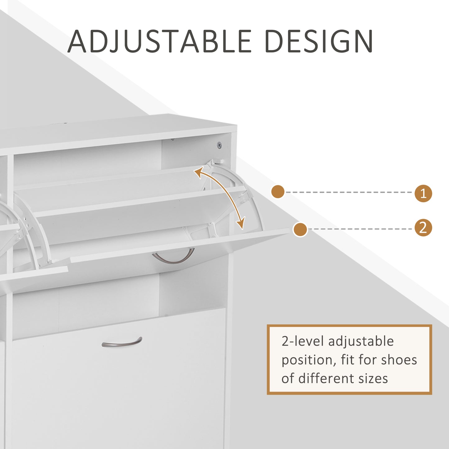 HOMCOM ooden Modern Design 4 Drawer Shoes Cabinet Pull Down Shelf Storage Organiser - White