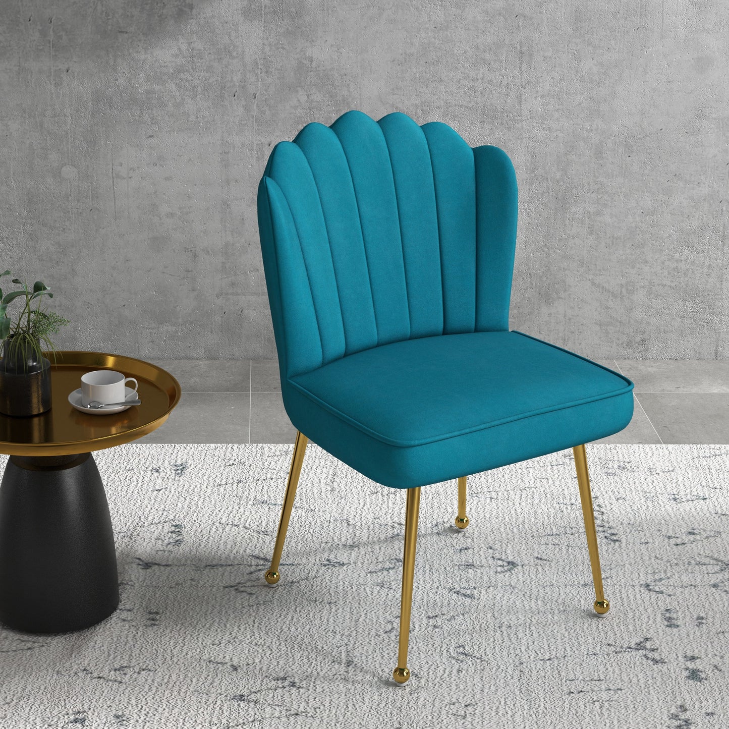 HOMCOM elvet-Feel Shell Accent Chair - Blue