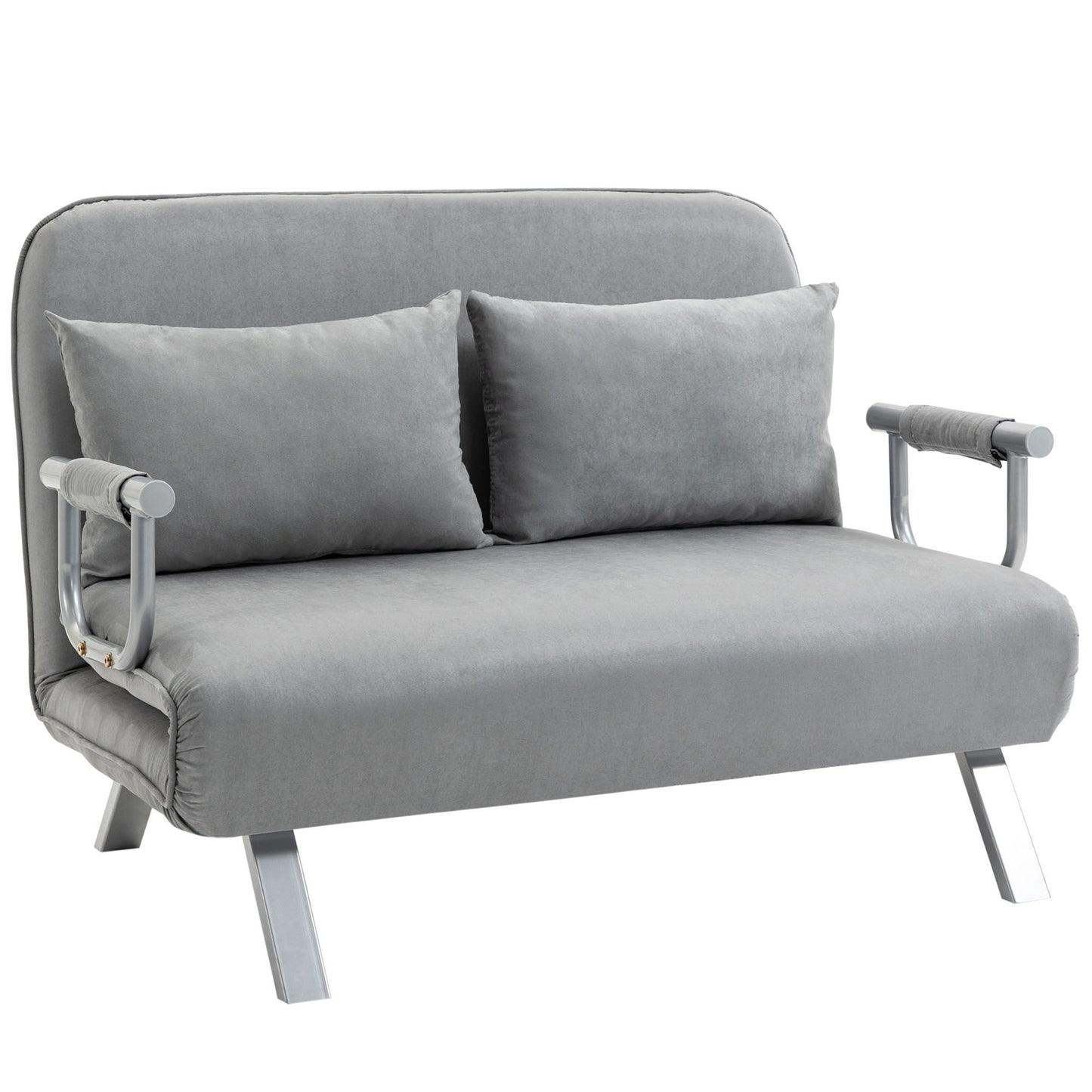 HOMCOM wo-Seater Click-Clack Sofa Bed - Light Grey