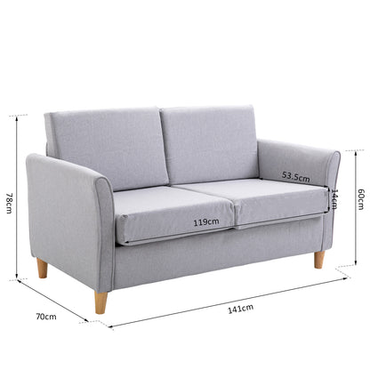 HOMCOM 2 Seater Linen-Look Sofa - Grey Fabric