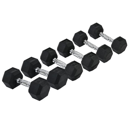 HOMCOM ubber Dumbbell Set Sports Hex Weight Sets Home Gym Fitness Lift Strength Training Exercise 2 x 5kg, 2 x 6kg, 2 x 8kg