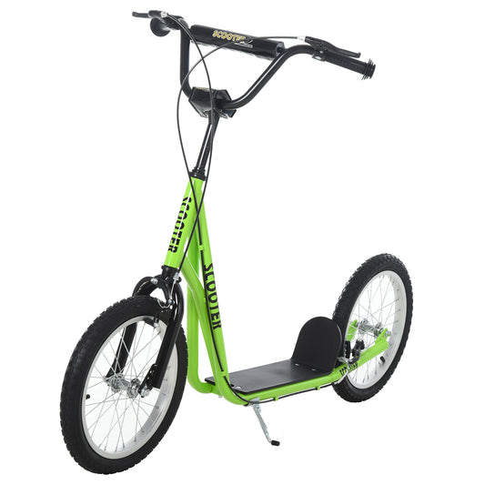 HOMCOM ick Scooters for Kids with Adjustable Height, Anti-Slip Deck, Dual Brakes, Rubber Tyres, for Boys and Girls Aged 5+ Years Old - Green