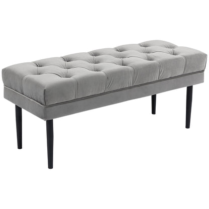 HOMCOM elvet Bed End Bench, Button Tufted Window Seat, Hallway Shoe Bench, Upholstered Accent Lounge Chair Stool for Living Room, Bedroom, Grey