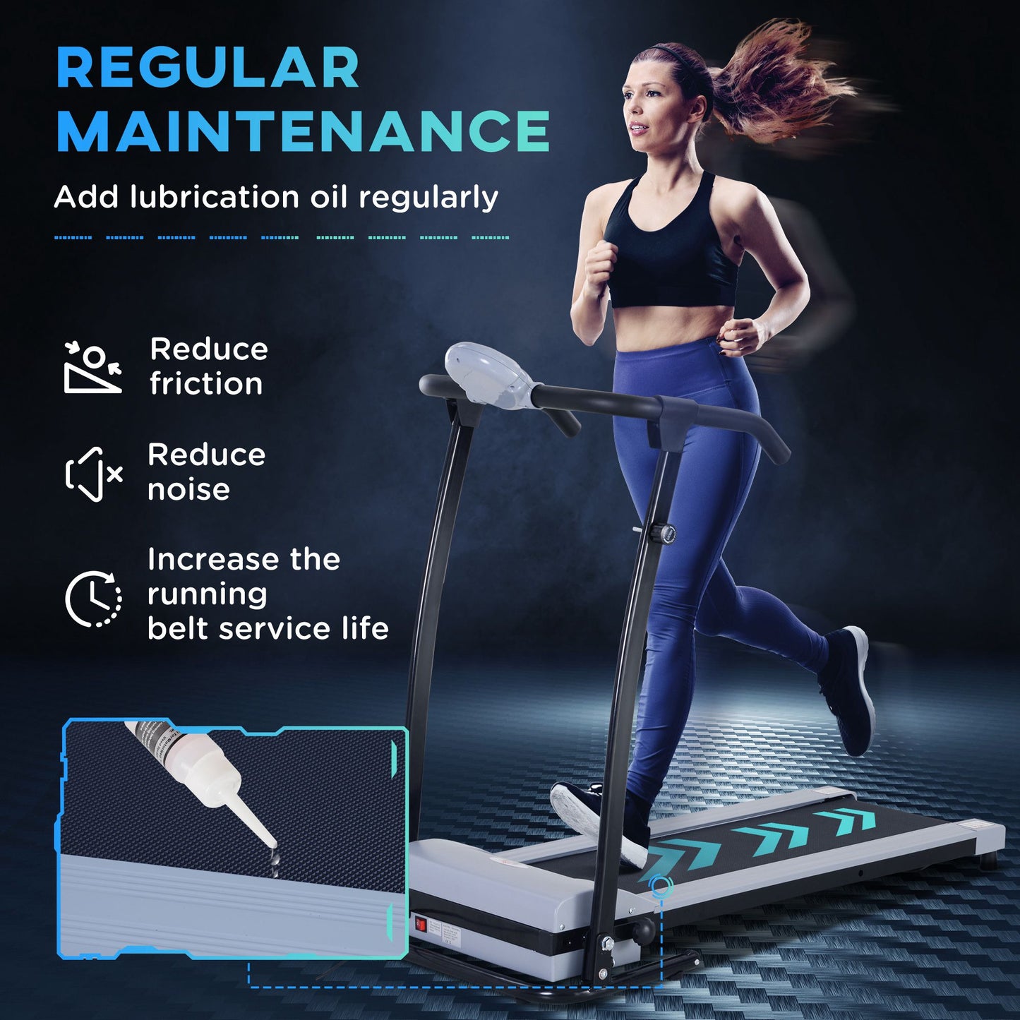 HOMCOM oldable Walking Treadmill, Aerobic Exercise Machine w/ LED Display, for Home, Office, Fitness Studio