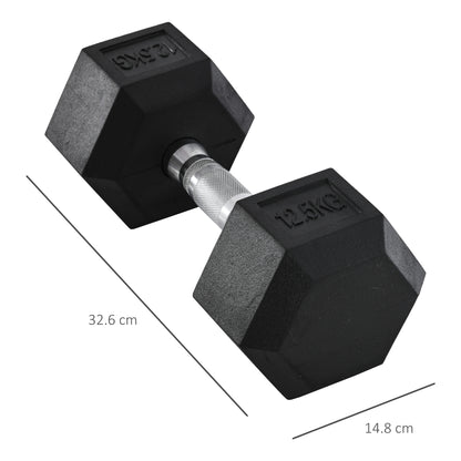 HOMCOM 2.5KG Single Rubber Hex Dumbbell Portable Hand Weights Dumbbell Home Gym