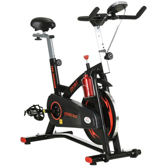 HOMCOM tationary Exercise Bike, with 10KG Flywheel, Phone Holder - Red