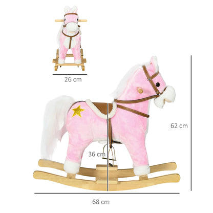 HOMCOM ooden Rocking Horse with Music, Sound, Saddle for Ages 3-6 Years