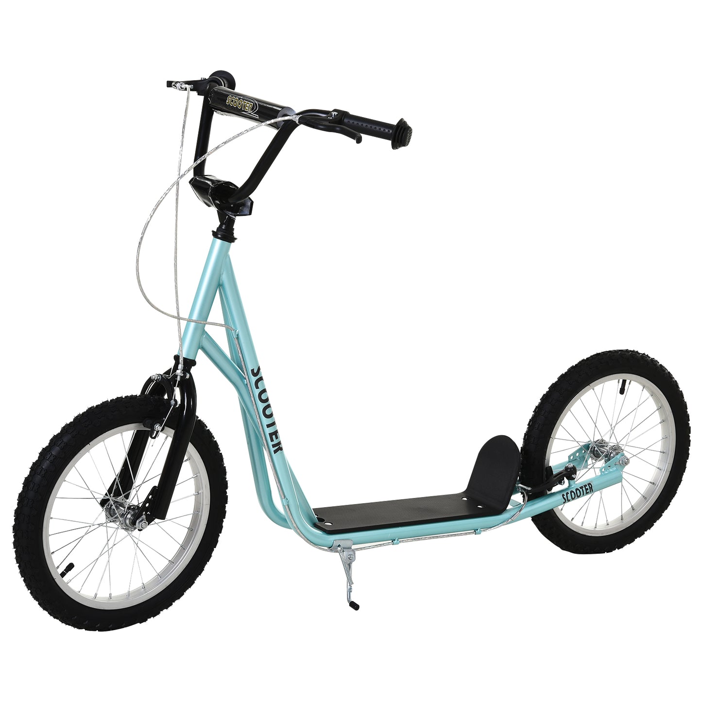 HOMCOM ick Scooters for Kids with Adjustable Height, Anti-Slip Deck, Dual Brakes, Rubber Tyres, for Boys and Girls Aged 5+ Years Old - Blue