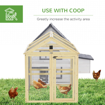 PawHut Large Chicken Run, Wooden Chicken coop, with Combinable Design - Natural Wood Finish