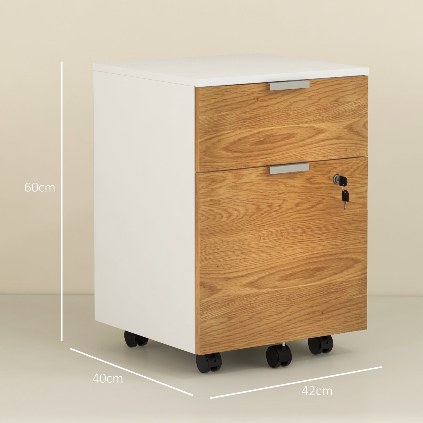 HOMCOM wo-Drawer Lockable Filing Cabinet - Wood Effect