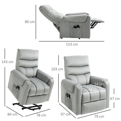 HOMCOM ibration Massage Rise and Recliner Chair, Electric Power Lift Recliner with Remote Control and Side Pockets, Grey