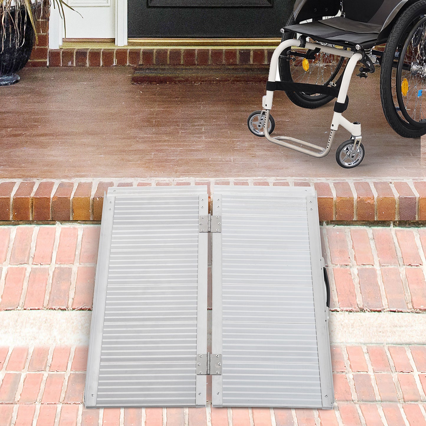 HOMCOM ft Folding Aluminum Wheelchair Ramp Scooter Portable Mobility Assist Suitcase Access Aid Disabled