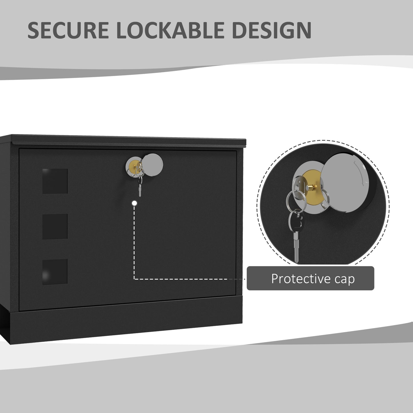 HOMCOM all Mounted Letterbox, Weatherproof Post Box, Modern Mailbox with 2 Keys and Viewing Windows, Easy to Install