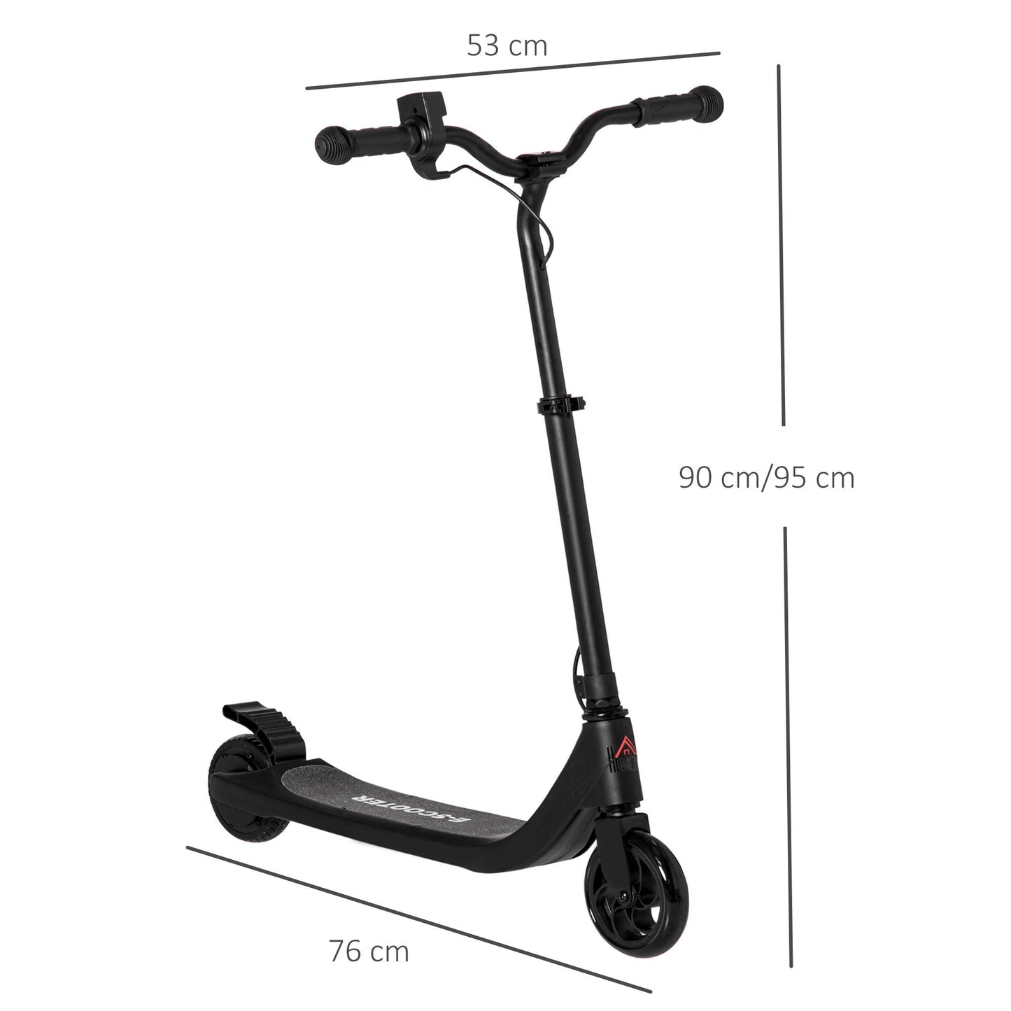 HOMCOM lectric Scooter, 120W Motor E-Scooter with Battery Display, Adjustable Height, Rear Brake for Ages 6+ Years - Black