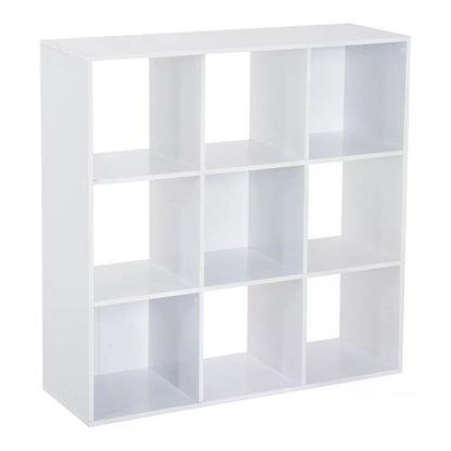 HOMCOM ooden 9 Cube Storage Cabinet Unit 3 Tier Bookcase Shelves Organiser Rack Display - White