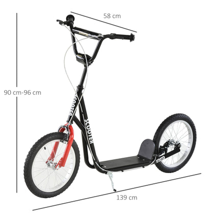 HOMCOM ick Scooters for Kids with Adjustable Height, Anti-Slip Deck, Dual Brakes, Rubber Tyres, for Boys and Girls Aged 5+ Years Old - Black