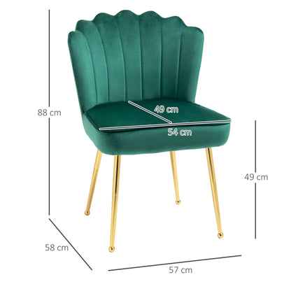 HOMCOM elvet-Feel Shell Accent Chair - Green