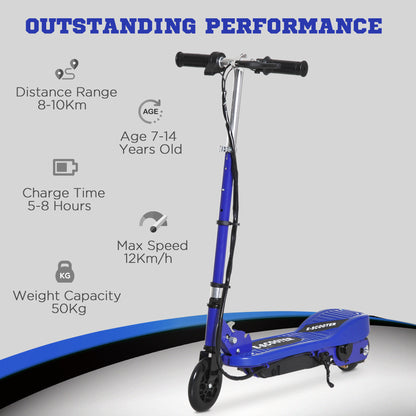 HOMCOM olding Electric Kids Scooter Ride on Age 7-14, Blue/Black