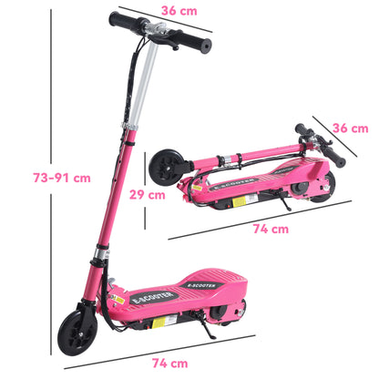 HOMCOM olding Electric Kids Scooter Ride on Age 7-14, Pink