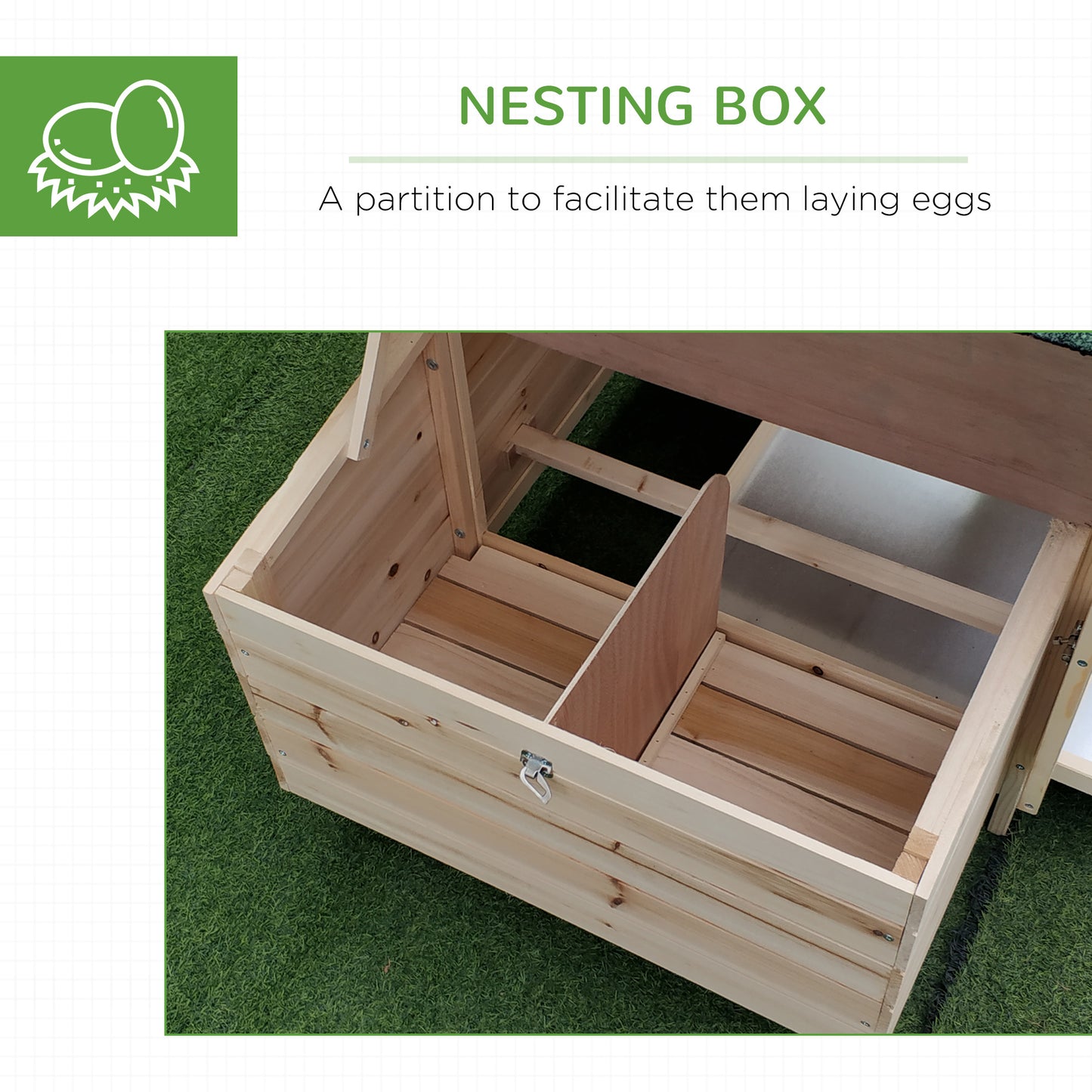 PawHut Chicken Coop Small Animal Pet Cage w/ Nesting Box Outdoor Run Backyard Wooden