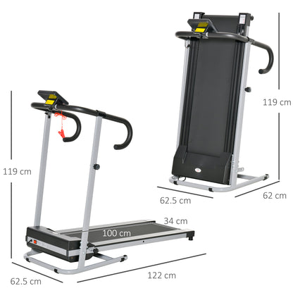 HOMCOM .25HP Motorised Electric Treadmill, 10km/h Folding Running Machine, Gym Fitness Exercise with LCD Monitor, Grey