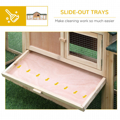 PawHut Large Rabbit Hutch Outdoor Wooden Guinea Pig Hutch with Run, 2 Storey Bunny House 210 x 45.5 x 84.5 cm