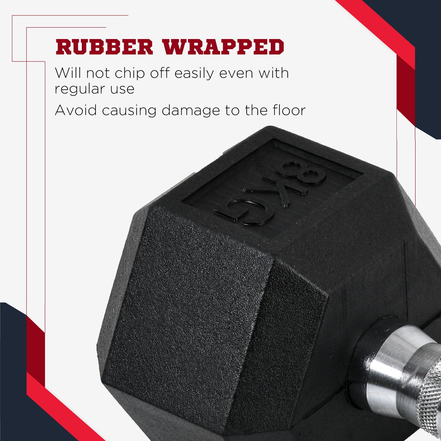 HOMCOM x8kg Hex Dumbbell Rubber Weights Sets Hexagonal Gym Fitness Lifting Home