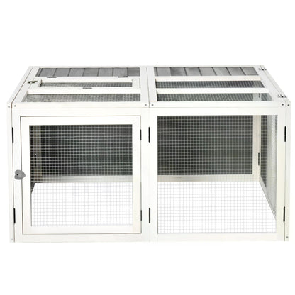 PawHut 48 Inch Rabbit Hutch Rabbit Run Small Animal Guinea Pig House Bunny Cage Hideaway Outdoor with Openable Roof Grey