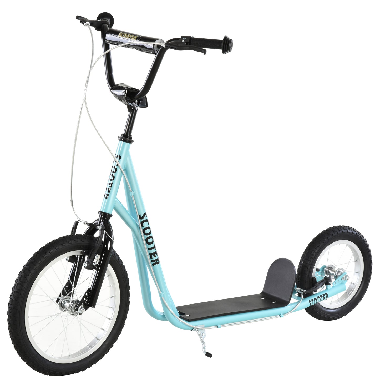 HOMCOM een Kids Stunt Scooter w/ Adjustable Handlebar, 16 Inch Rubber Tyres, Dual Brakes, Blue