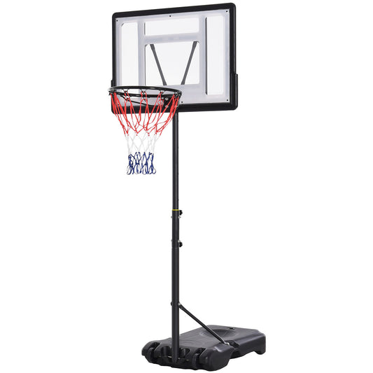 HOMCOM .55-2.1m Basketball Hoop and Stand w/ Fillable Base, Wheels