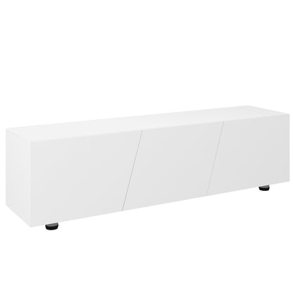 HOMCOM igh Gloss TV Unit, 160cm TV Stand Cabinet for TVs up to 70" with Storage Shelf and Cable Management for Living Room, White