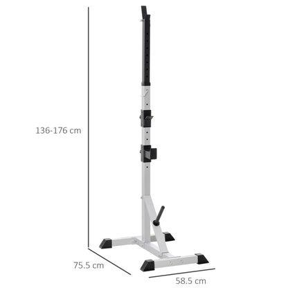 HOMCOM eights Bar Barbell Rack Squat Stand Adjustable Portable Weight Lifting Max Load 200kg, Suitable For Home Gym Training Work Out