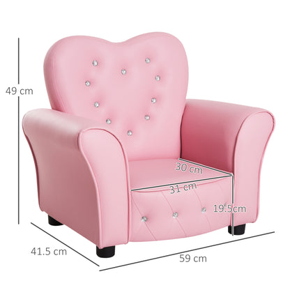 HOMCOM ids Armchair Toddler Chair Seating Relax Playroom Seater Girl Princess Pink