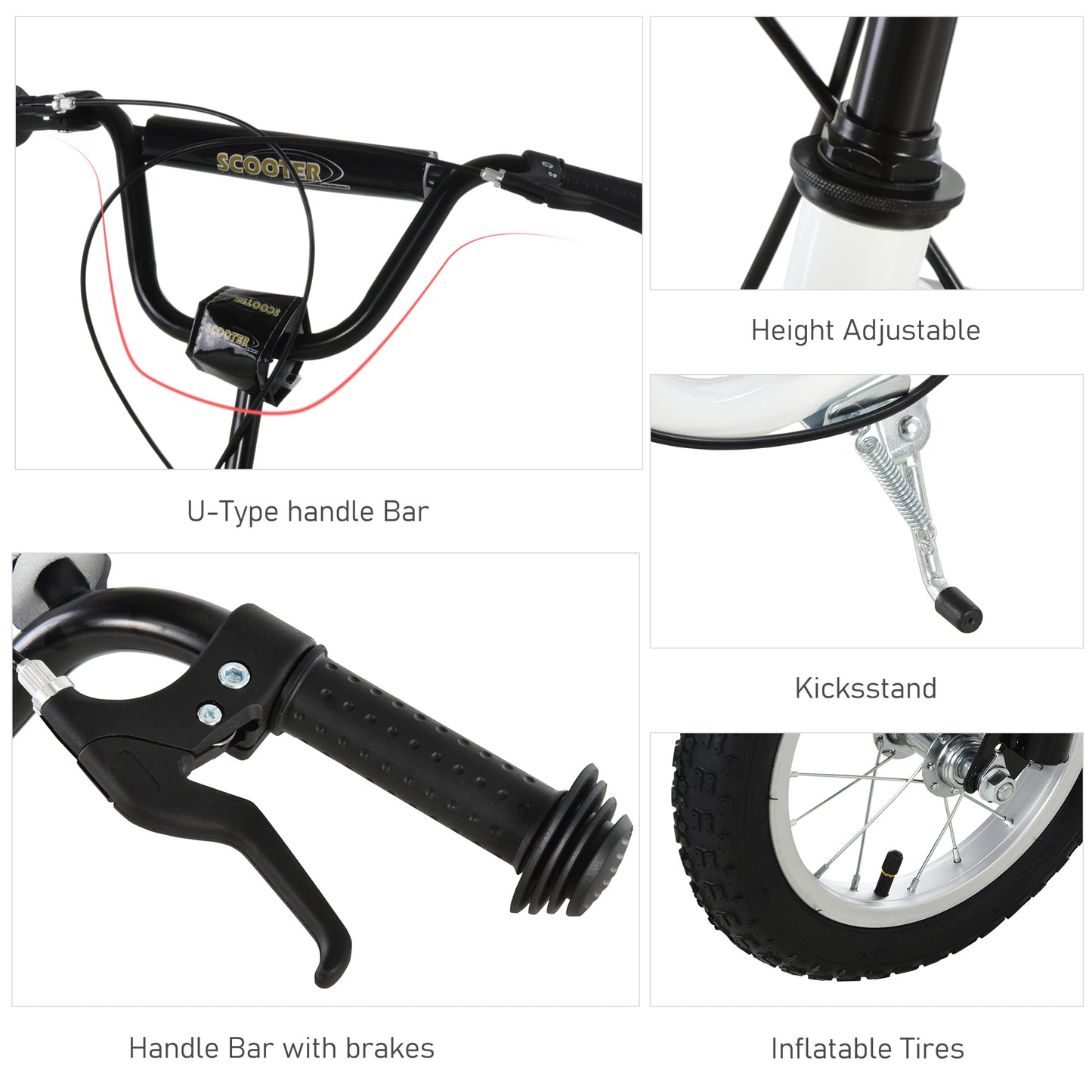 HOMCOM ual Brakes 12" Metal frame Kick Scooter adjustable black