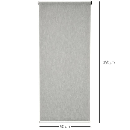 HOMCOM iFi Smart Roller Blinds Work with TUYA App, Window Shade with Rechargeable Battery, Electric Shades Blind Easy Fit Home Office Living Room Bathroom Kitchen, Grey, 90cm x 180cm