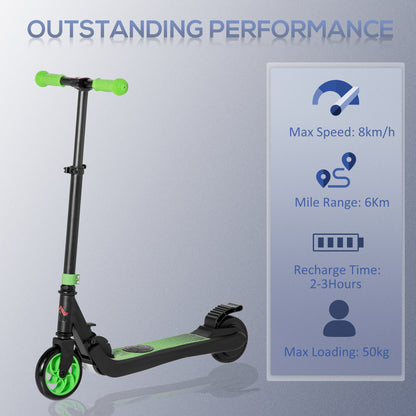 HOMCOM olding Electric Scooter with Brake, for Ages 6+ Years, 8km/h Maximum Speed, Green