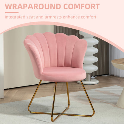 HOMCOM elvet-Feel Lotus Petal Accent Chair - Pink