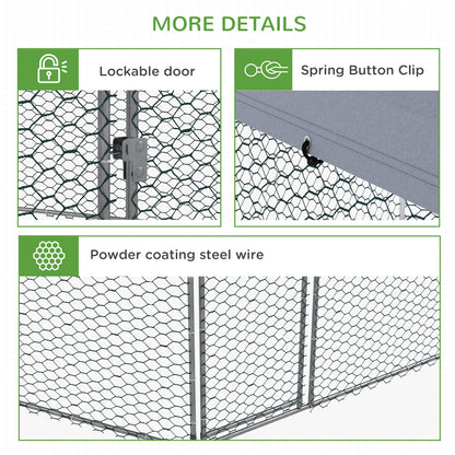 PawHut Chicken Coop for 10-15 Chickens, Hens, Rabbits, Ducks, Outdoor Garden Chicken Run, 4 x 3.5 x 2.6m