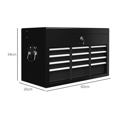 HOMCOM teel Six Drawer Tool Storage Carry Chest, with Lock and Keys - Black