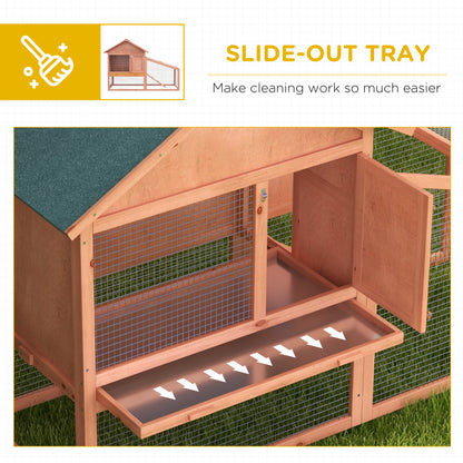 PawHut 2 Tier Rabbit Hutch Outdoor, Guinea Pig Hutch, Solid Wood Bunny House, Water Resistant Asphalt Roof Ramp Sliding tray 144 x 64.5 x 100 cm